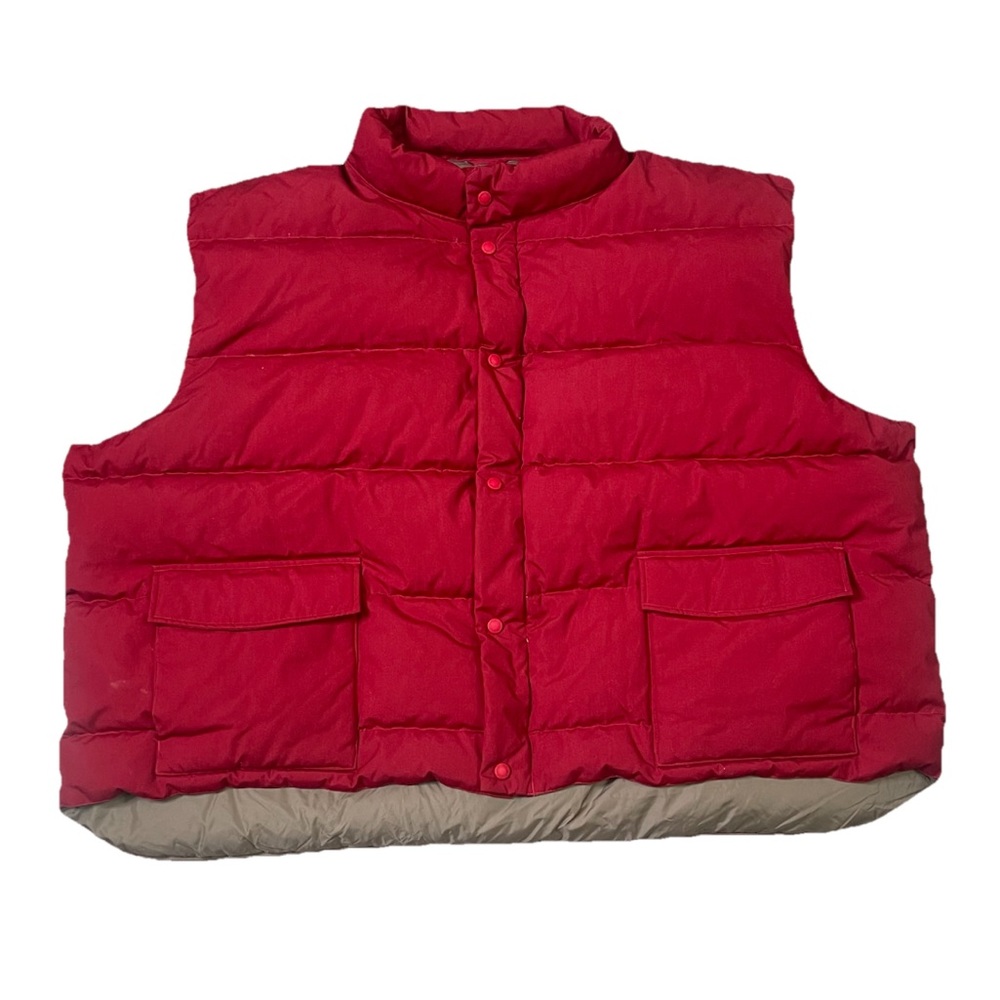 Cabelas Premiere Northern Goose Down Fill Vest Mens 5X Burgundy Hunt Camp